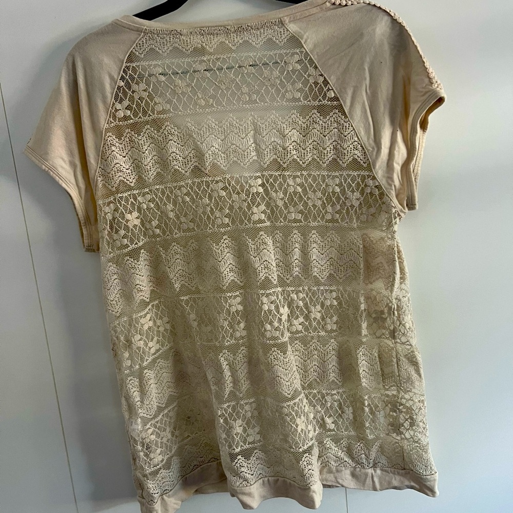 Chicos Size 1 Shirt. Wore a light colored tank underneath. Taupe goldish color!